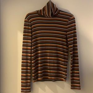 Fine ribbed turtleneck top in Brendan stripe